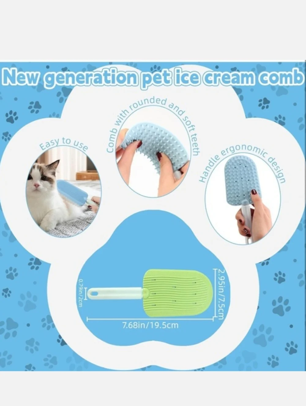 Dual Pack Silicone Pet Brush - Mint & Baby Blue